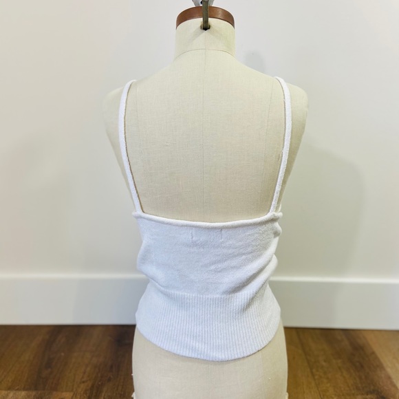 CYBER SALE🕊️urban outfitters Abigail White Fuzzy Knit Crop Top Tank - Picture 5 of 9